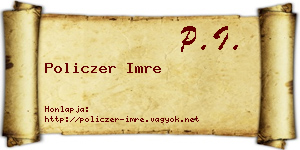 Policzer Imre névjegykártya
